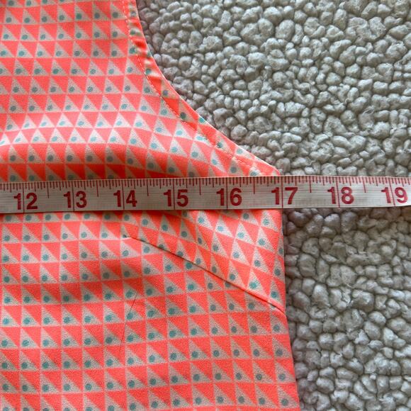 Julie Brown Orange Teal Geo Print Sleeveless Button Up 2 - Picture 11 of 12